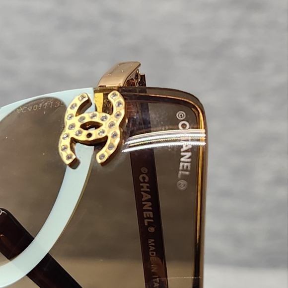 Vintage Authentic Chanel Rhinestone CC Rimless Gradient Gold Sunglasses 4092B - Picture 8 of 15